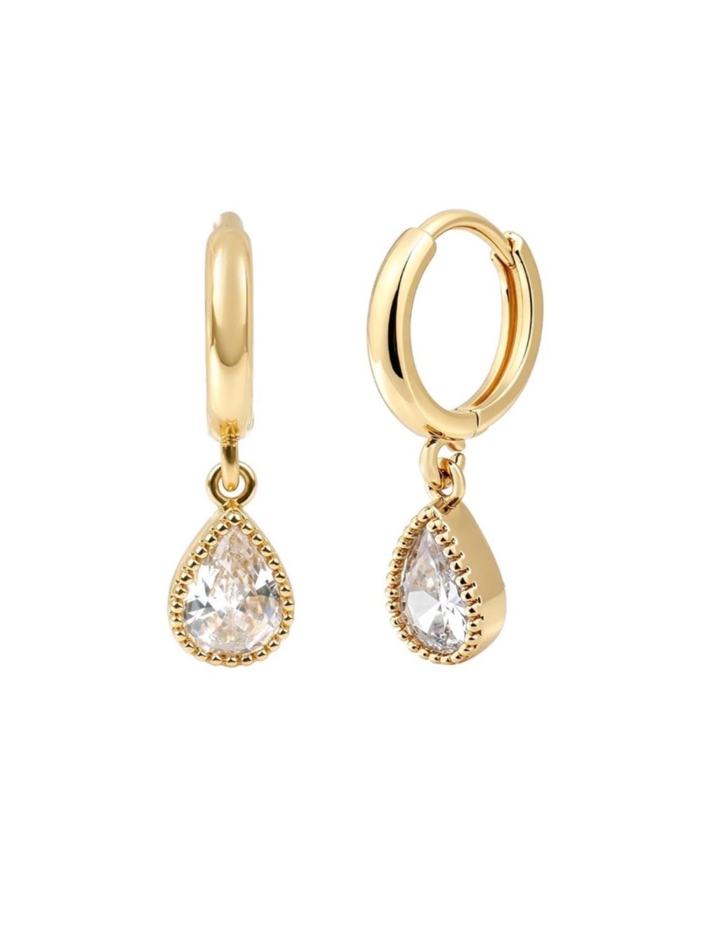 NOA Valerie Pear Drop Huggie Hoops